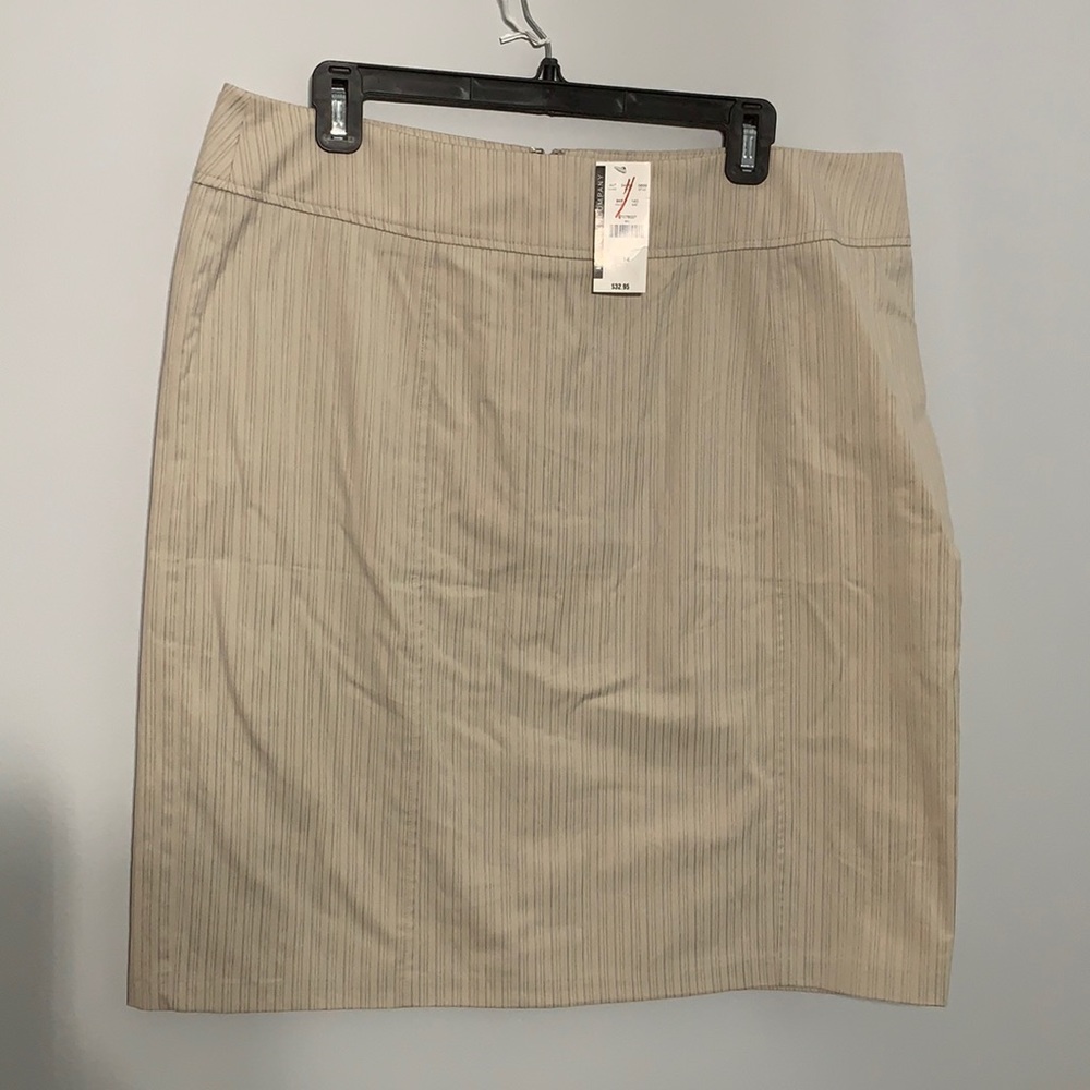 NWT Cream Skirt with Gray Pinstripe